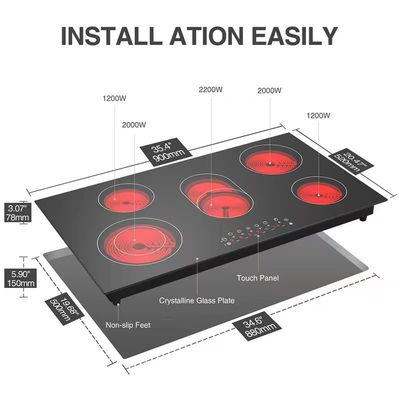 부드러운 세라믹 쿡탑 전기 인덕션 쿠커 2200W 핫 팟 및 방사성 요리