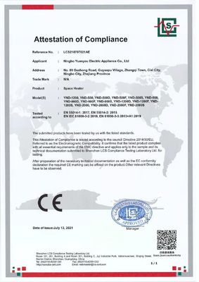 220V-240V/110V-120V PTC 세라믹 난방 팬 원격 제어 터치 스크린 전기 난방