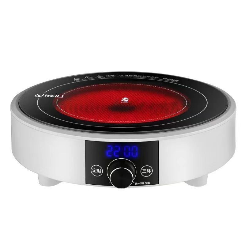 인덕션 쿠커 3500W 블랙 골드 세라믹 글래스 플레이트 음식 요리를위한 단일 번어